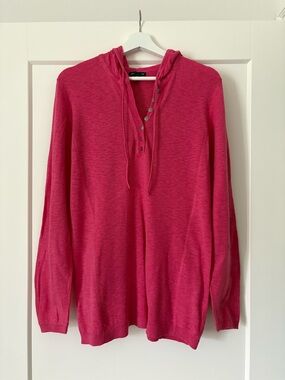 GAP Raspberry Pink Hooded Henley Sweater